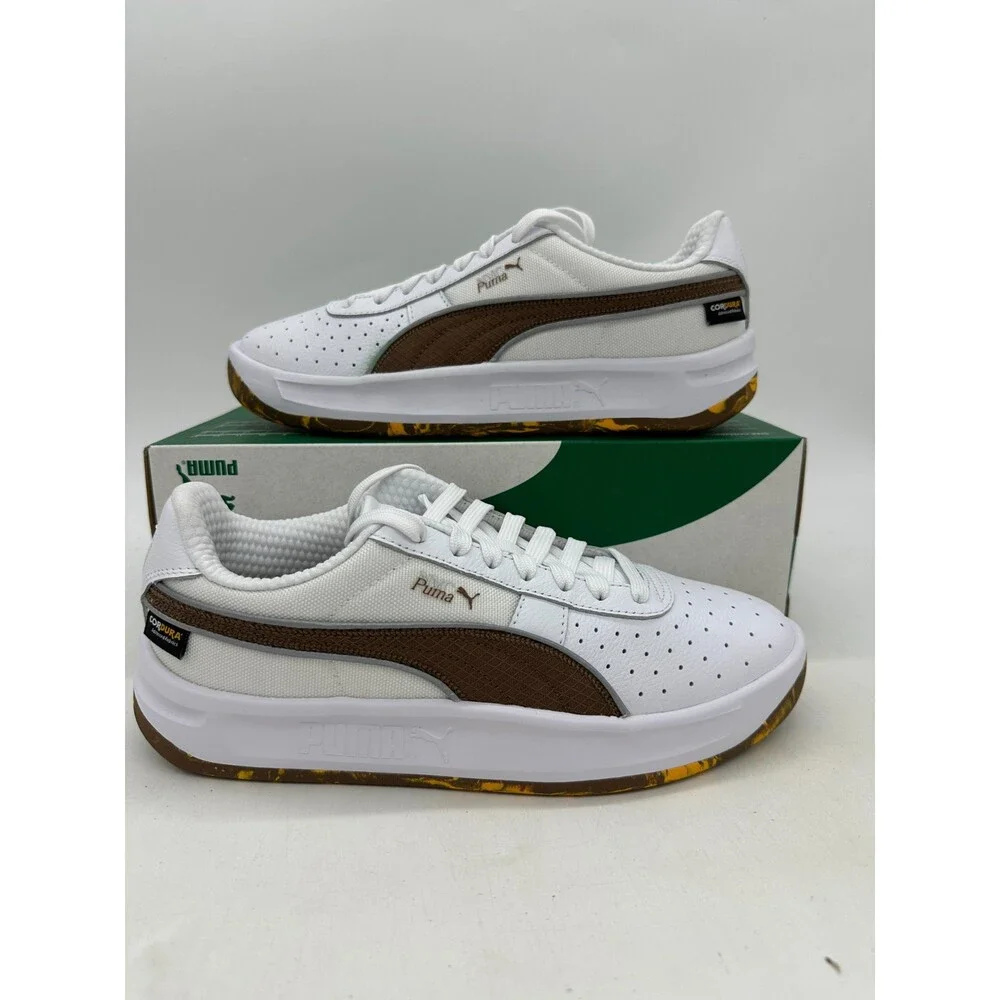 Puma GV Run Along Men's Size 8 White Brown Cordura Athletic Shoes 401096 01